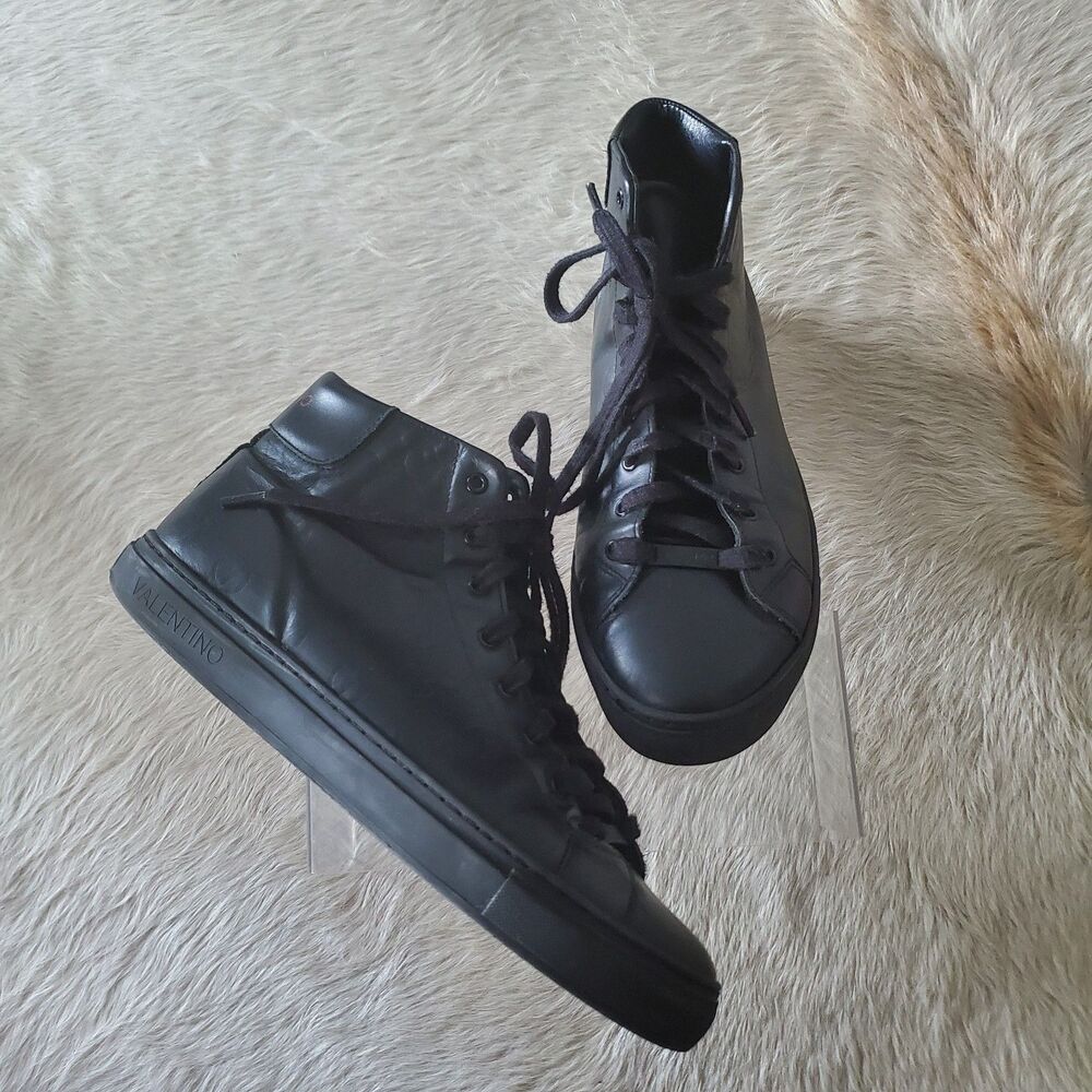 Valentino Black High-Top Leather Sneakers